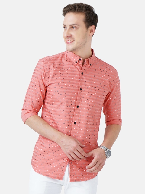 

SORATIA Men Pink Slim Fit Horizontal Stripes Printed Casual Shirt