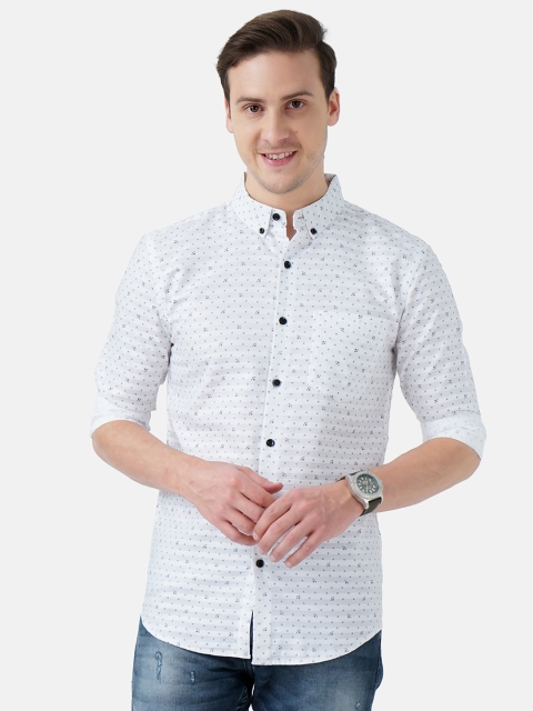 

SORATIA Men White Slim Fit Printed Casual Shirt