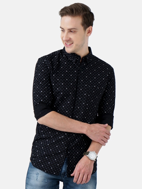 

SORATIA Men Black Slim Fit Printed Casual Shirt