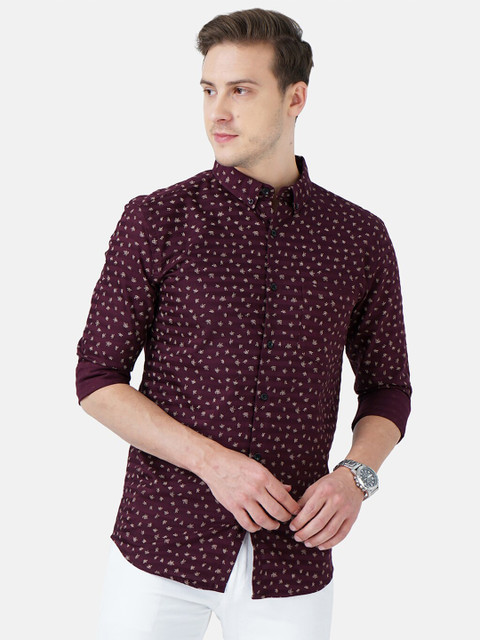 

SORATIA Men Maroon Slim Fit Floral Printed Casual Shirt
