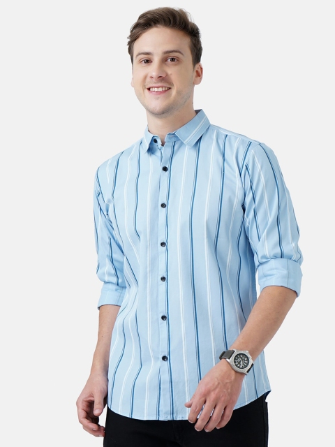 

SORATIA Men Blue Slim Fit Striped Casual Shirt