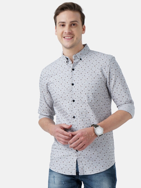 

SORATIA Men Grey Slim Fit Printed Casual Shirt