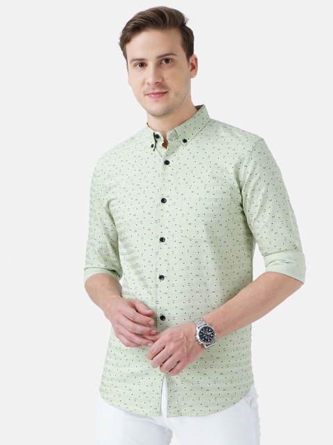 

SORATIA Men Green Slim Fit Printed Casual Shirt