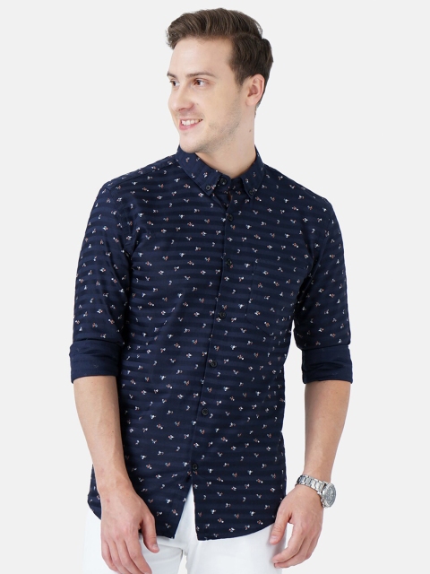 

SORATIA Men Navy Blue Slim Fit Printed Casual Shirt