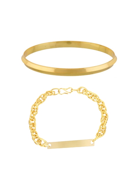 

Goldnera Men 2 Gold-Toned Handcrafted Gold-Plated Charm Bracelet