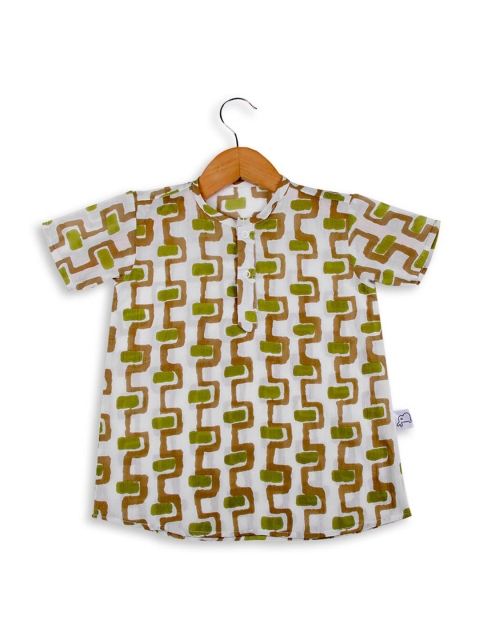 

SuperBottoms Kids White Printed Casual Shirt