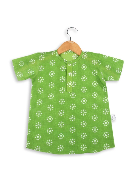 

SuperBottoms Unisex Kids Green Ethnic Motifs Printed Kurta