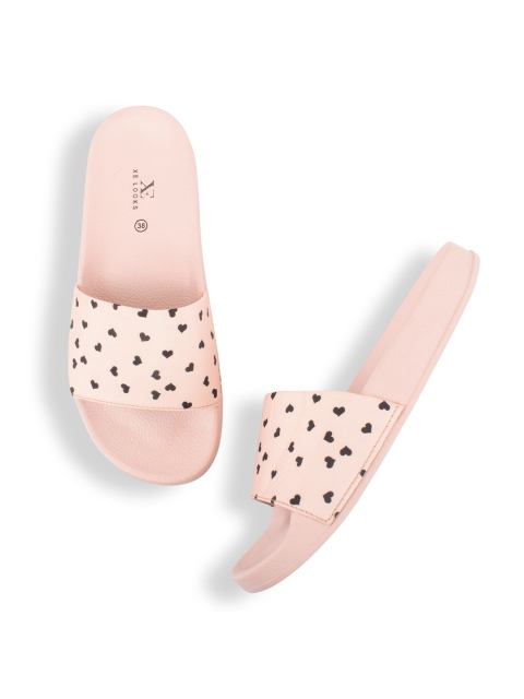 

XE Looks Women Pink & Black Printed Sliders