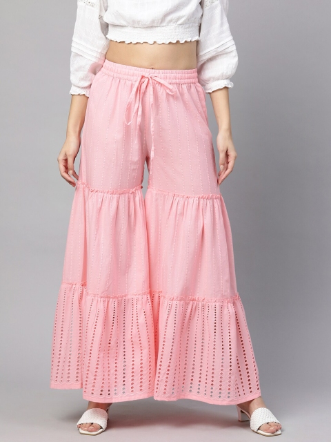 

FASHOR Women Pink Flared Palazzos
