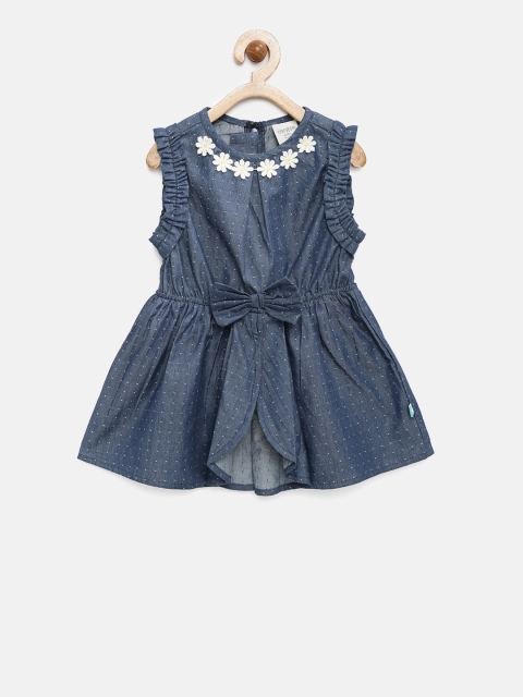 

FS Mini Klub Girls Blue Self-Designed Fit and Flare Dress