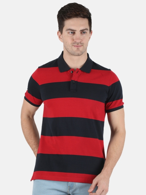 

Monte Carlo Men Red Striped Polo Collar T-shirt