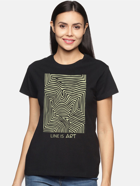 

BEVERLY BLUES Women Black Printed T-shirt