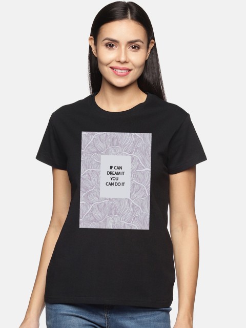 

BEVERLY BLUES Women Black Printed T-shirt
