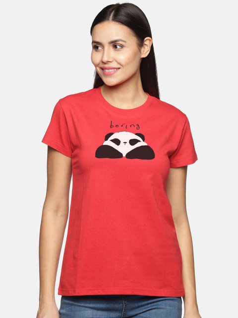 

BEVERLY BLUES Women Red Printed T-shirt