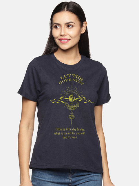 

BEVERLY BLUES Women Navy Blue Printed T-shirt