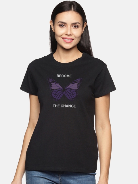 

BEVERLY BLUES Women Black Printed T-shirt