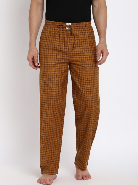 

abof Men Brown Checks Print Regular Fit Lounge Pants