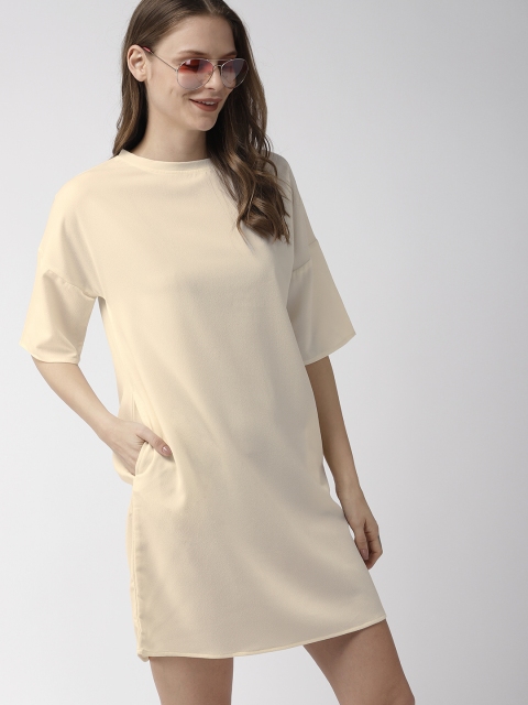 

Mast & Harbour Women Cream-Coloured Solid Shift Dress