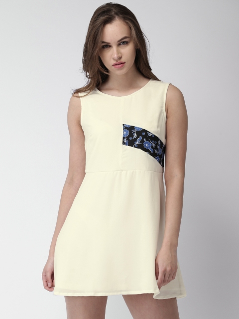 

Mast & Harbour Women Off-White Solid Fit & Flare Dress