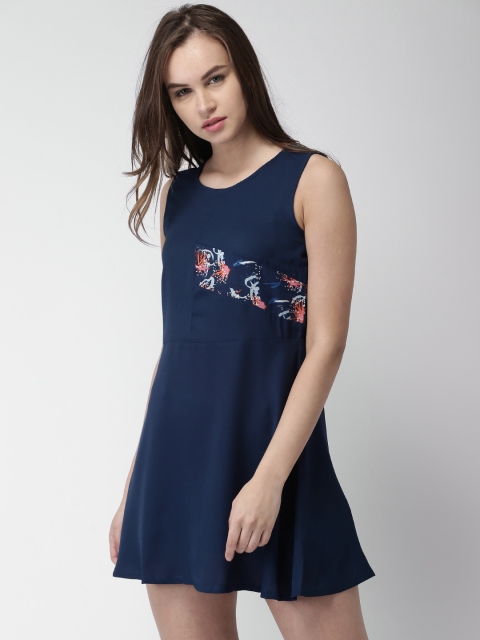 

Mast & Harbour Women Navy Solid A-Line Dress, Navy blue