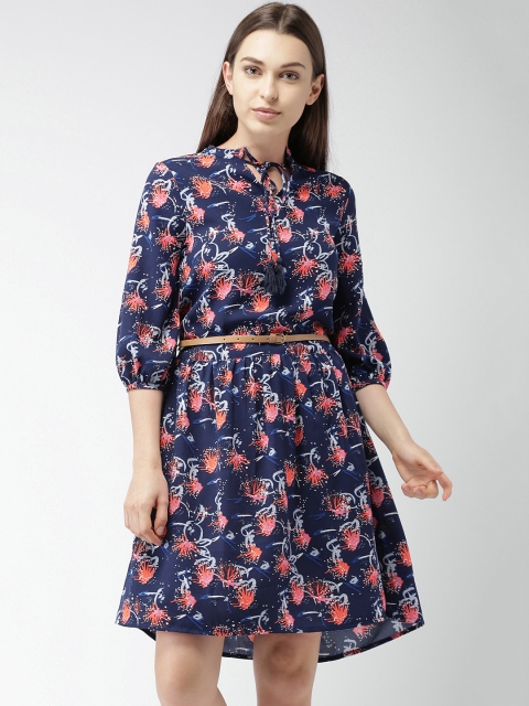 

Mast & Harbour Women Navy Blue Printed Fit & Flare Dress