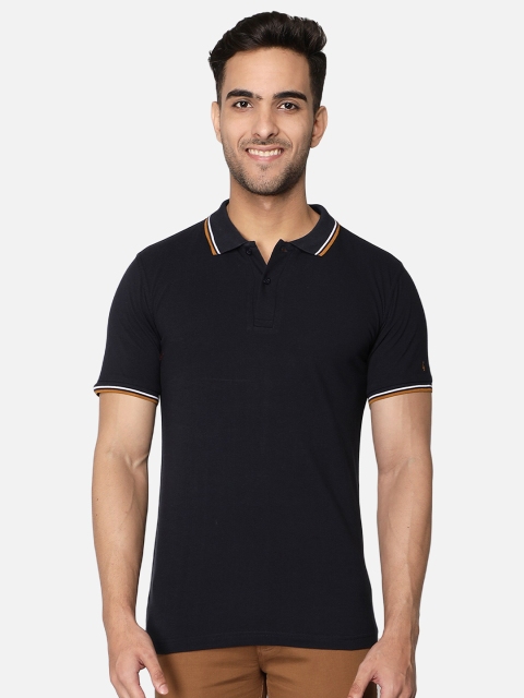 

Callino London Men Turquoise Blue Polo Collar Applique T-shirt