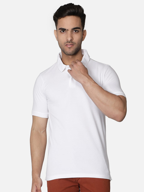 

Callino London Men White Polo Collar T-shirt