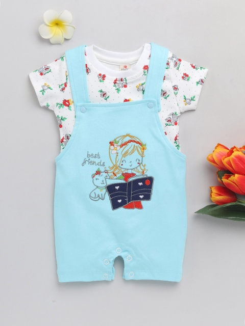 

BRATS AND DOLLS Boys Blue Printed aPure Cotton Dungarees