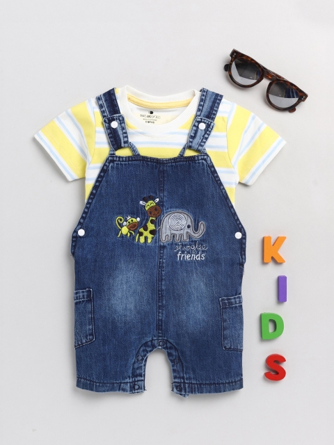 

BRATS AND DOLLS Infants Yellow Striped Cotton Dungaree