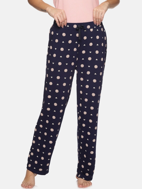 

BEVERLY BLUES Women Navy blue printed cotton lounge pant