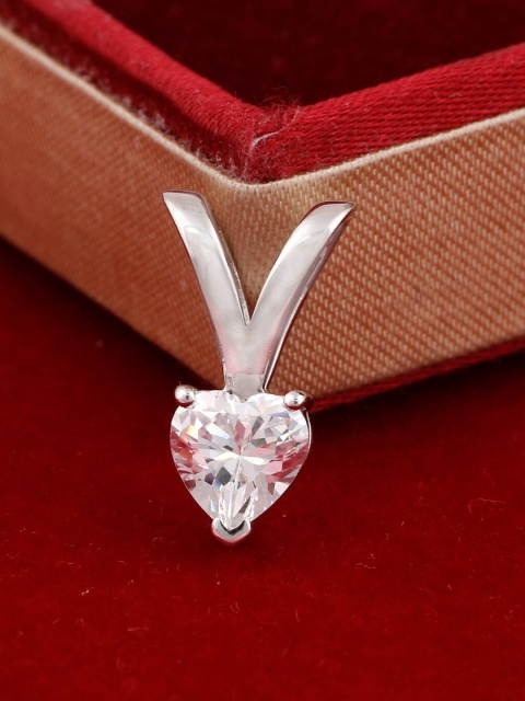 

Silgo Sterling Silver Rhodium-Plated White CZ-Studded Pendant