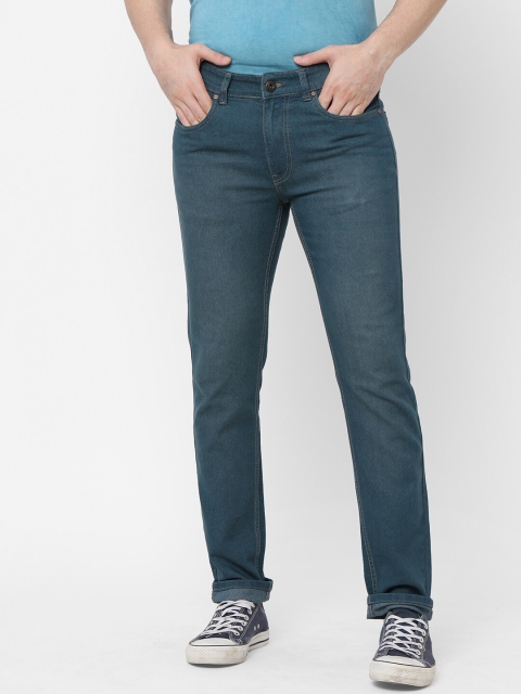 

Solemio Men Blue Body Slim Fit Low Distress Light Fade Stretchable Jeans