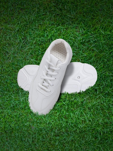 

LYKKEIN Women White Colourblocked PU Sneakers