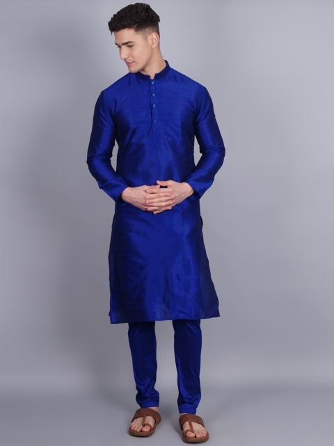 

GRACIT Men Blue Dupion Silk Kurta with Churidar