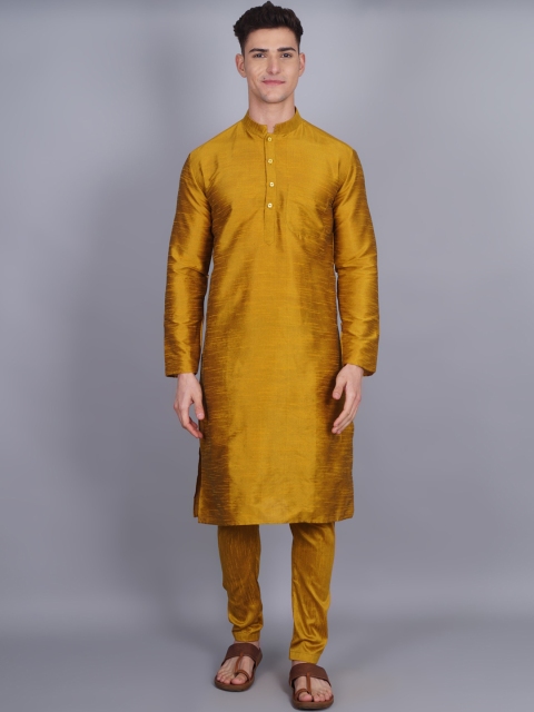 

GRACIT Men Gold-Toned Dupion Silk Kurta with Churidar