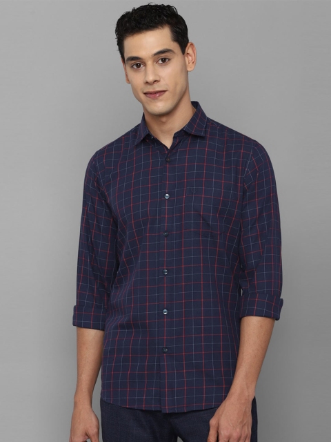 

Allen Solly Men Navy Blue Slim Fit Windowpane Checks Checked Casual Shirt