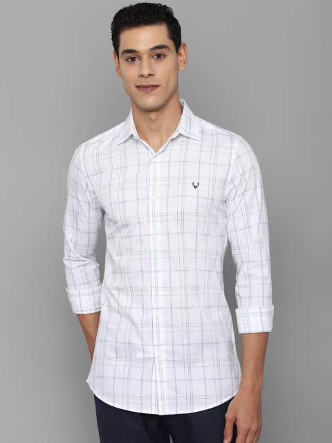 

Allen Solly Men White Slim Fit Grid Tattersall Checks Checked Casual Shirt