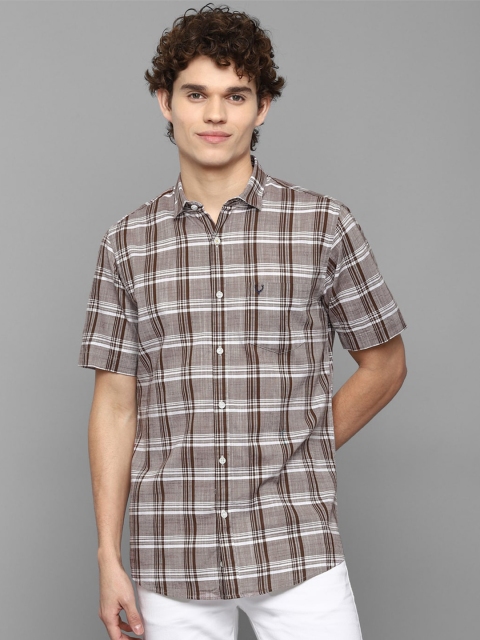 

Allen Solly Men Brown Slim Fit Tartan Checks Checked Casual Shirt