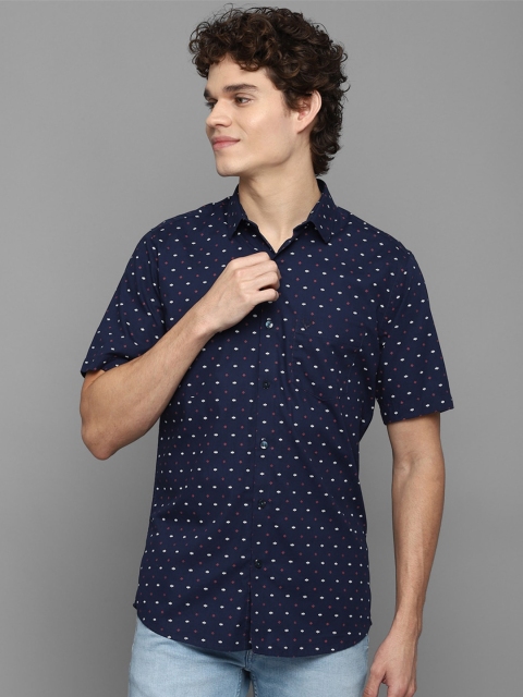 

Allen Solly Men Navy Blue Slim Fit Printed Casual Shirt