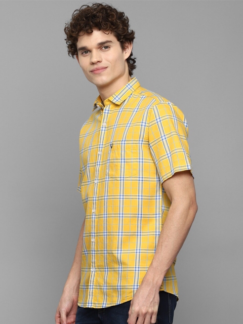 

Allen Solly Men Yellow Slim Fit Tartan Checks Checked Casual Shirt