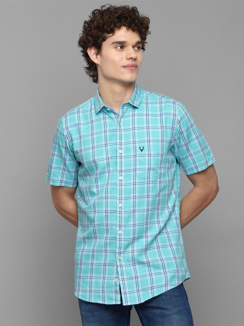 

Allen Solly Men Blue Slim Fit Tartan Checks Checked Casual Shirt