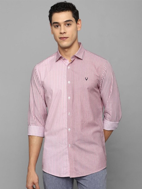 

Allen Solly Men Pink Slim Fit Striped Casual Shirt