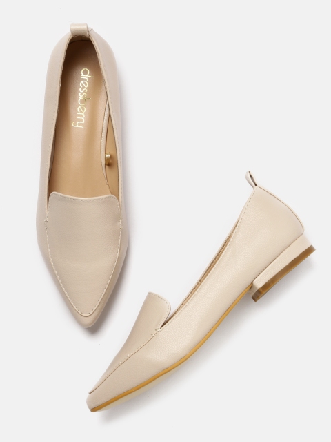 

DressBerry Women Beige Solid Ballerinas