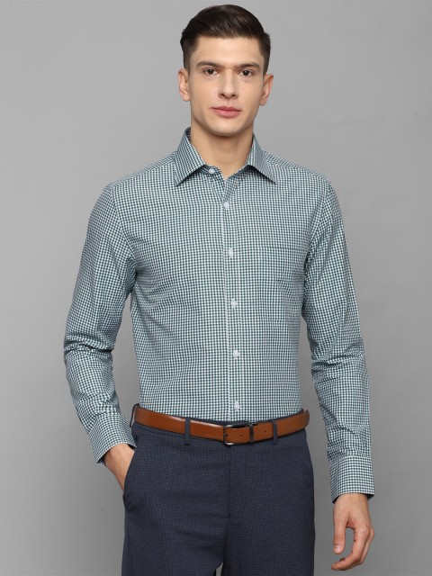 

Louis Philippe Men Green Micro Checks Checked Formal Shirt