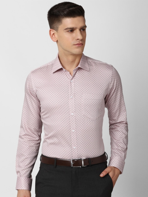 

Van Heusen Men Pink Slim Fit Printed Formal Shirt