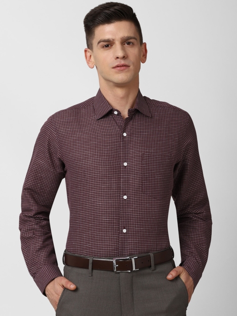 

Van Heusen Men Maroon Grid Tattersall Checks Checked Formal Shirt
