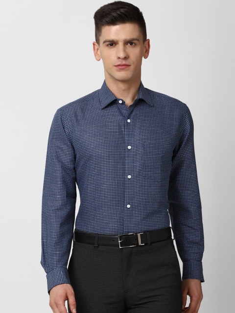 

Van Heusen Men Navy Blue Grid Tattersall Checks Checked Formal Shirt