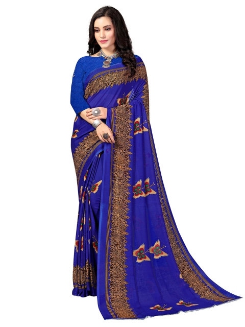 

KALINI Blue & Beige Ethnic Motifs Fusion Saree