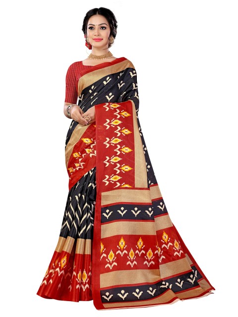 

KALINI Black & Red Fusion Mysore Silk Saree