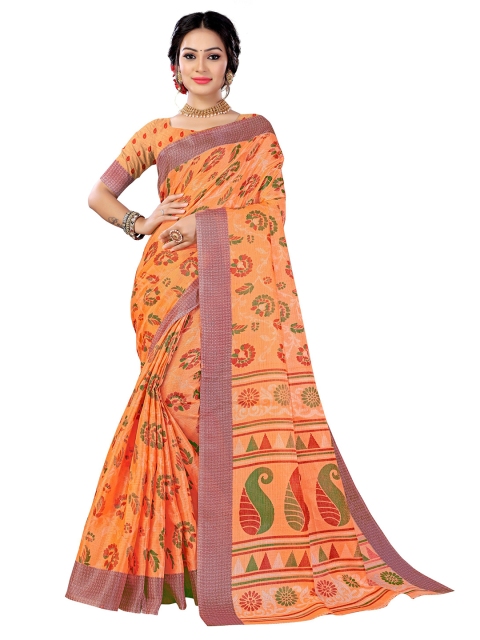 

KALINI Yellow & Red Paisley Zari Fusion Mysore Silk Saree